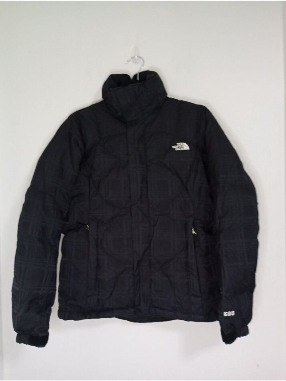 The North Face Womens 600-Down Black Puffer Jacket M Nylon Plaid Winter Coat